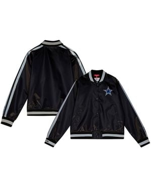 Mitchell & Ness Distressed Dallas Cowboys Raglan Satin Full-snap Jacket - Black