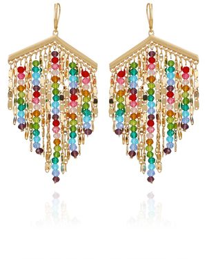 Guess Multi-colored Beaded Fringe Linear Drop Earrings - Metallic