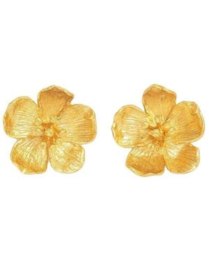 Ottoman Hands Buttercup Flower Stud Earrings - Yellow