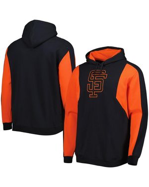 Mitchell & Ness Black And Orange San Francisco Giants Colorblocked Fleece Pullover Hoodie