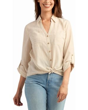 Bcx Stripe Button-up Shirt - Natural
