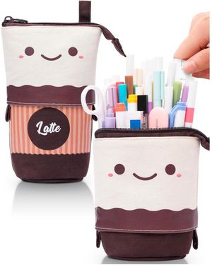 Gnuadz Standing Pencil Case Cute Stand Up Pouch Telescopic Pen Holder School Office Supplies - Red