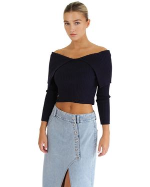 Belle & Bloom More Than Words Collared Knit Top - Blue