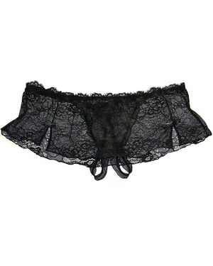 Lascana Lace Skirt Open Thong - Black