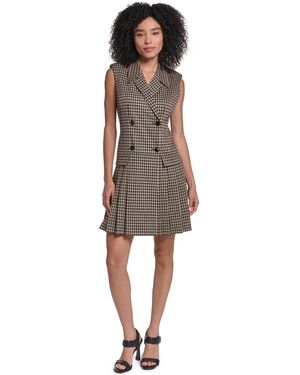KARL LAGERFELD Collared Pleated Short Dress - Multicolor
