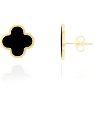 The Lovery Classic Onyx Clover Stud Earrings 14k - Black