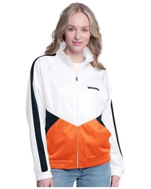 G-III 4Her by Carl Banks White/navy Chicago Bears Rally Rhinestone Full-zip Track Jacket - Orange