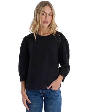 Wilt Sleeve Eyelet Mix Tee - Blue