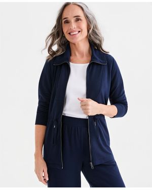 Style & Co. Luxlounge French Terry Zip Jacket - Blue