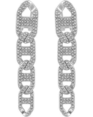 Guess Glass Stone Chain Link Drop Earrings (also - White