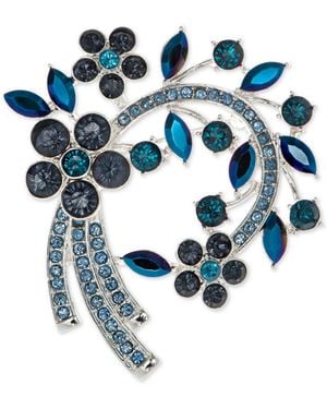 Anne Klein Stone Flower Cluster Arched Pin - Blue