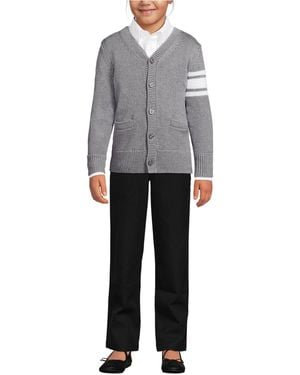 Lands' End Girls School Uniform Legacy Varsity Cardigan - Gray