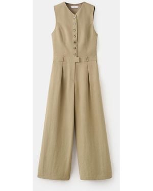 Mango Lyocell Combined Jumpsuit - Natural