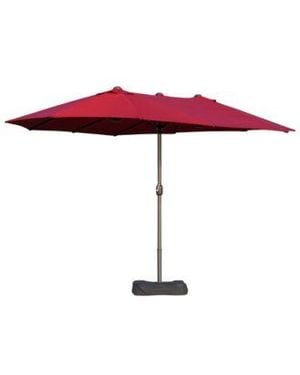 Flynama Patio Umbrella 15 Steel Rectangular Outdoor Double Sided Market With Base Sun Protection Easy Crank - Red