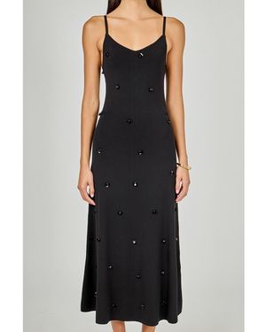 Endless Rose Embellished Knit Midi Dress - Black