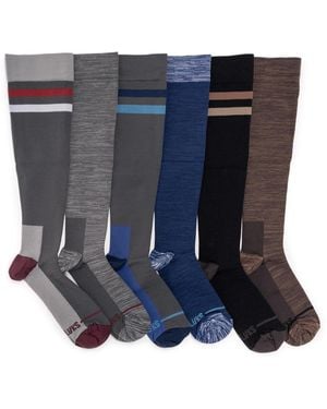 Muk Luks 6 Pair Pack Compression Knee High Nylon Socks - Blue
