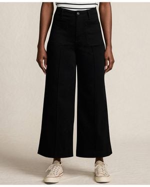 Lands' End Denim High Rise Patch Pocket Extra Wide Leg Crop Jeans - Black