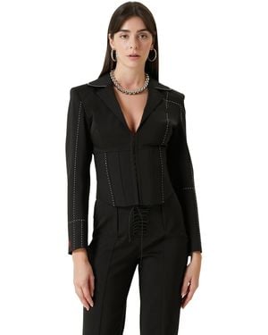 Pcfg Free Heaven Stitch Detail Corset Blazer - Black