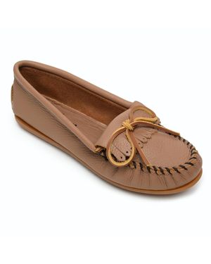 Minnetonka Deerskin Kilty Moccasins - Brown