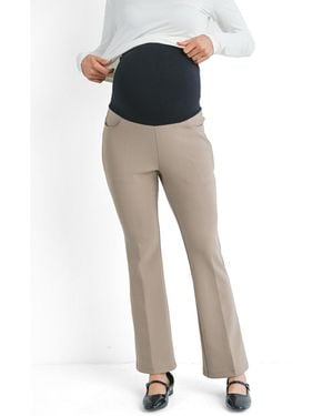 Hello Miss Maternity Over The Belly Pull On Flare Leg Pants - Green