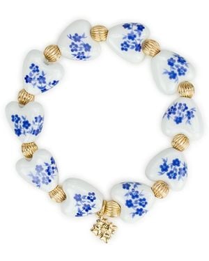 Patricia Nash Gold-tone Plated Heart Stretch Bracelet - Blue