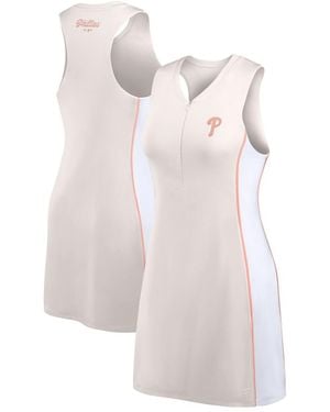 Fanatics Cream Philadelphia Phillies Studio Boost Athletic Half-zip Dress - White