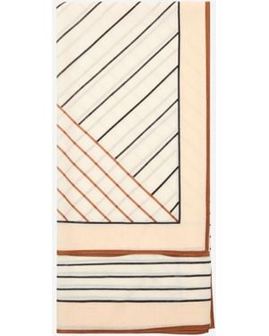 Mango Wool Geometric-print Foulard Scarf - Natural