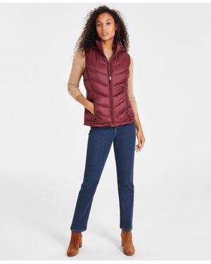 Charter Club Packable Hooded Puffer Vest - Red