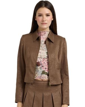 En Saison Collared Two-way Zip Jacket - Brown