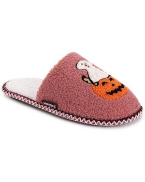 Muk Luks Punch Needle Fall Halloween Novelty Scuff Slipper - Pink