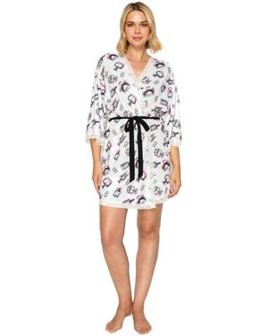 Studio Badgley Mischka Yummy Jersey Cozy Robe Gift Set - White