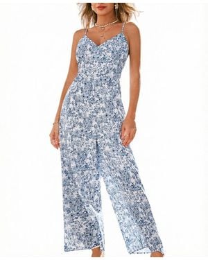 CUPSHE Barbados Floral Jumpsuit - Blue