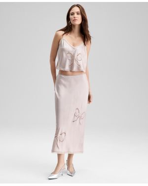 And Now This Lace Bow-inset Slip Skirt - Pink
