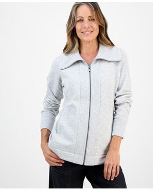 Style & Co. Petite Full-zip Tunic Sweatshirt - White