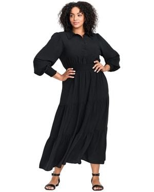 Avenue Plus Size Shiloh Tiered Maxi Dress - Black