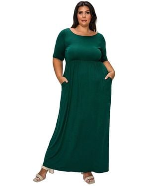 L I V D Plus Size Eva Pocket Maxi Dress - Green