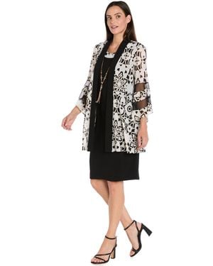 R & M Richards Petite Scoop Neck Dress And Bell Sleeve Jacket - Black