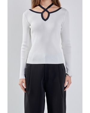 Endless Rose Knit Cutout Halter Top - White
