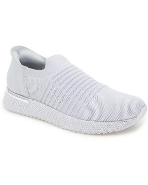 Kenneth Cole Cameron Ez On Knit Almond Toe Sneakers - White