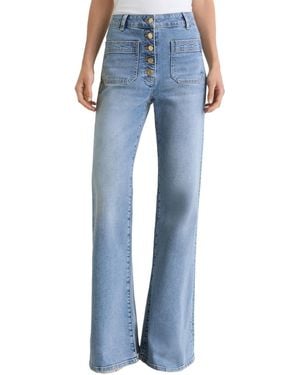 Reiss Cali High-rise Flared Cotton-blend Jeans - Blue