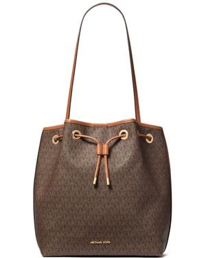 Michael Kors Medium Signature Logo Bucket Messenger Handbag - Brown