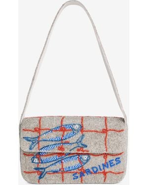 On 34th Hand Beaded Shoulder Bag - White