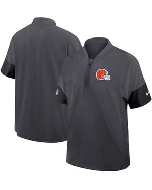 Nike Cleveland Browns Sideline Short Sleeve Quarter-zip Performance Coach Jacket - Blue
