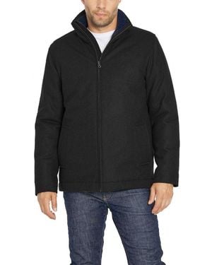 Izod Wool Harrington Jacket With Knit Collar - Black
