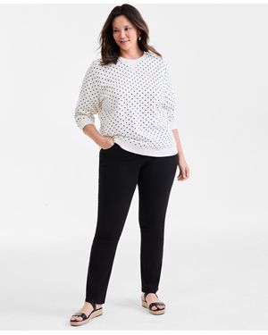 Style & Co. Plus Size Printed Fleece Sweatshirt - White
