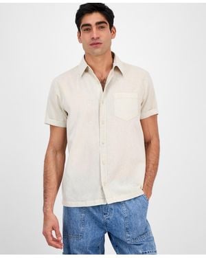 Sun & Stone Sun + Stone Blake Linen Chambray Short Sleeve Button-front Shirt - White