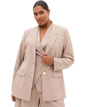 City Chic Plus Size Luci Double-breasted Relaxed-fit Blazer - Natural