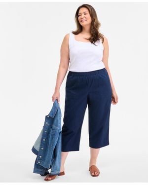 Style & Co. Plus Size Pull-on Cropped Pants - Blue