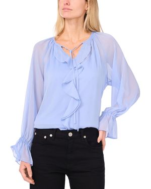 Vince Camuto Ruffle-front Long-sleeve Blouse - Blue