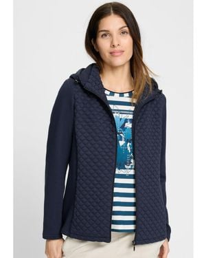 Olsen Quilted Zip Front Hoodie Jacket - Blue